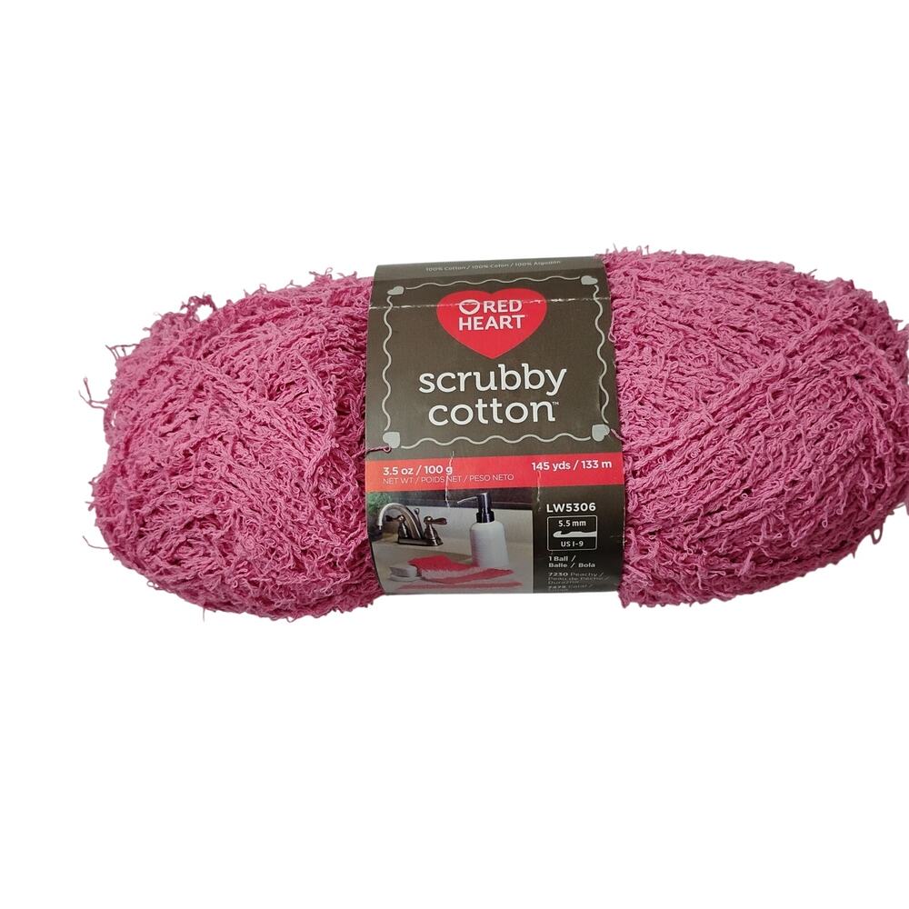 Red Heart Scrubby Cotton Yarn  145 yards Medium #4 Color: Tulip Pink   NEW Skein